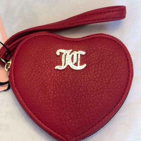 Juicy Couture Cool Red No Rules Heart Zip Around Wristlet JC Logo NWT - Picture 16 of 16